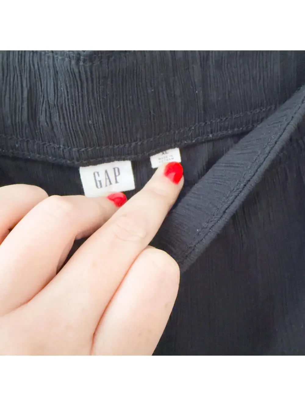 Gap Black Crinkle Wide-Leg Pull-On Pants XL - Picture 3 of 6